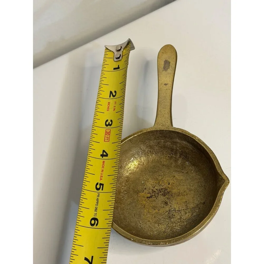 VTG Solid Brass Miniature Pouring Pan Chinese Footed‎ Ladle  6